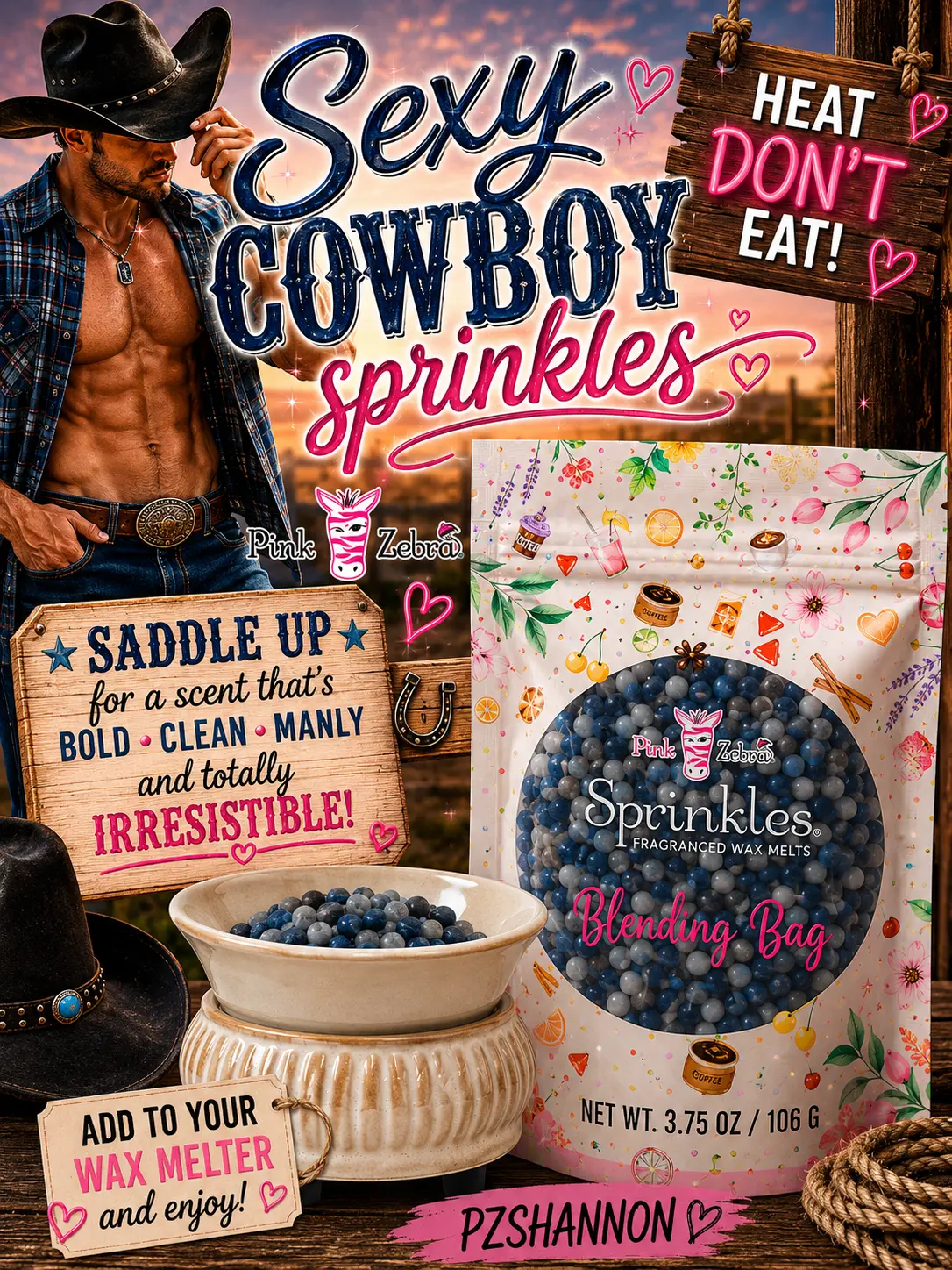 Sexy Cowboy 3.75 ounce bag of sprinkles fragrance wax melts