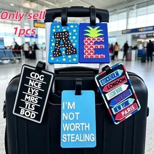 Colorful City Name Luggage Tag, Durable Silicone Travel Bag Identifier, Creative Airplane Luggage Tag, Anti-Loss Suitcase Label, for Luggage and Backpacks