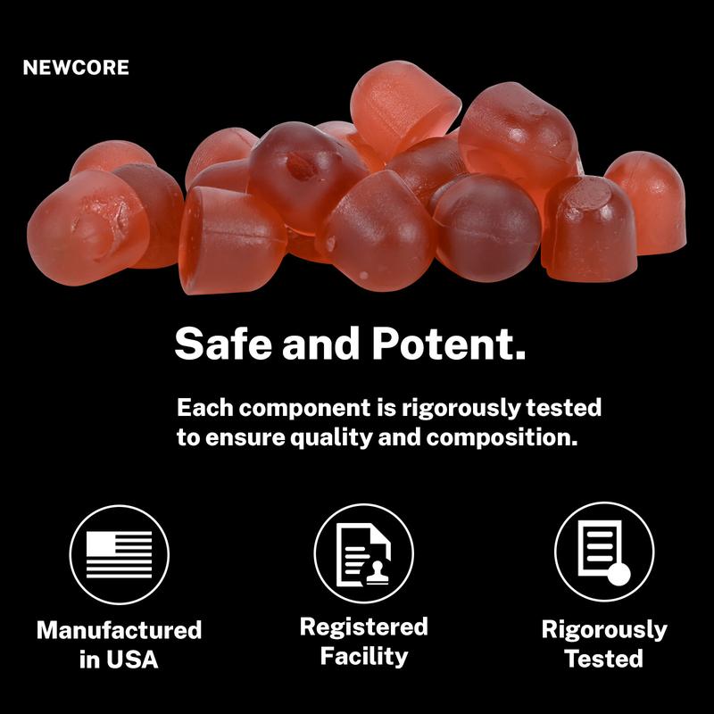 Newcore ｜ 7-in-1 Nitric Oxide Booster - Maca Root & L-Arginine & Ashwagandha & Horny Goat Weed & Shilajit & Tongkat Ali & Beet Root Gummy for Blood Flow, Energy & Stamina Support | 100% Natural