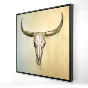 360 stand Rustic Brown Cow Skull Framed Wall Photo - 24x24 in. Artistic Farmhouse Nature Artwork, Cozy Focal Point Home Decor with Farmhouse Charm & Rustic Elegance for Room Supplies