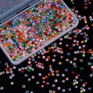 1100PCS 4mm Bicone Crystal Glass Beads for Jewelry Making, Sparkling Mini Beads for Suncatchers, DIY Bracelets & Craft Projects (Multicolored)