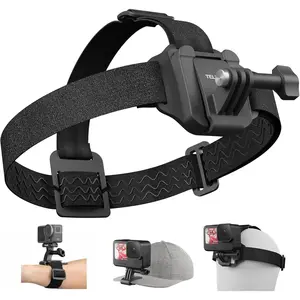 TELESIN Head Strap Mount with Cap Clip, Quick Release Head Belt Mount Compatible with GoPro Max/Hero 13/12/11/10/9/8, Insta360 X5, DJI Osmo Nano Action 5 Pro Action 4 3, AKASO and Most Action Cameras