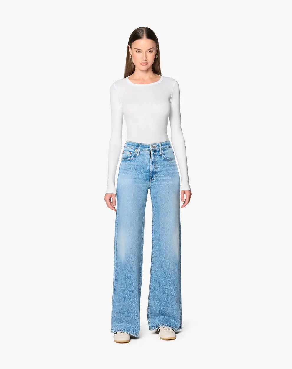 Women's Betro Simone Alexa High-Rise Wide-Leg Jeans - Premium Stretch Cotton Denim Trousers with Pocket, USA-Made Essential Elegant Basic Casual Bottoms, Breathable, Everyday, Button, Evening, Casual Wear, Jean Pants, High Waisted Wide Leg Jeans
