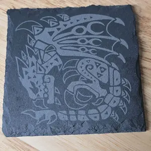 Monster Hunter Slate Coaster Drinkware Coaster with Unique Engraved Design for Tabletop Protection any game setup