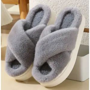 Ultra Soft Plush Slippers for Women Cozy Fuzzy House Slides Warm Fleece Lined Comfort Memory Foam Footbed Lightweight Slip on Clogs for Indoor Lounge