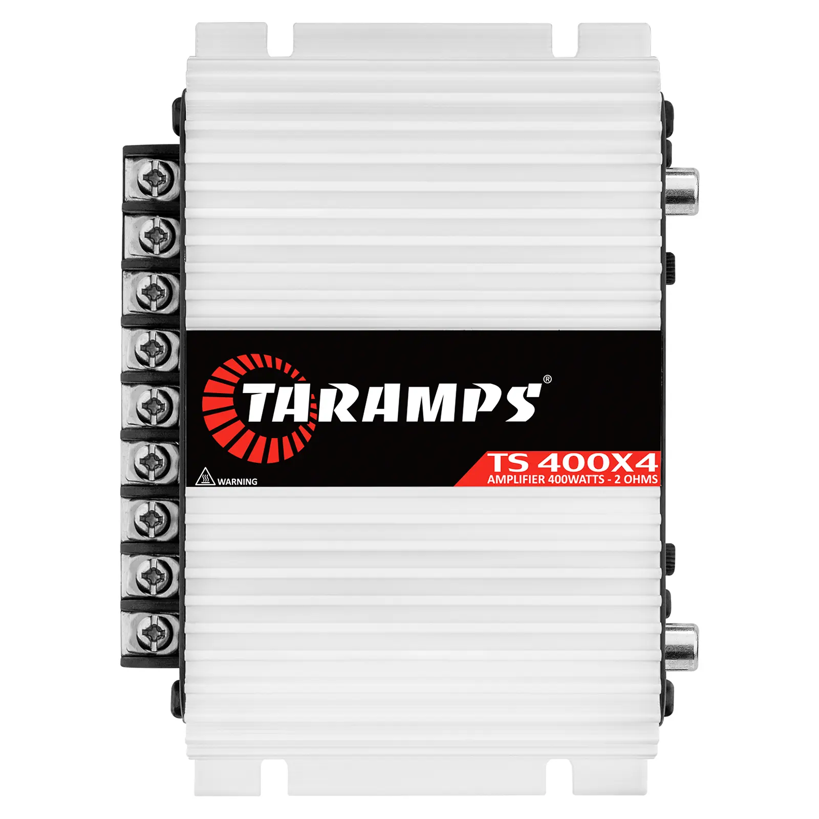 Taramps TS 400x4 2 Ohms White Multichannel Stereo Amplifier 400 Watts Rms, 4 Channels, Full Range, Car Audio Digital 2 Bridged Channel, Crossover High/Low Pass, with RCA and Automatic High Level Input