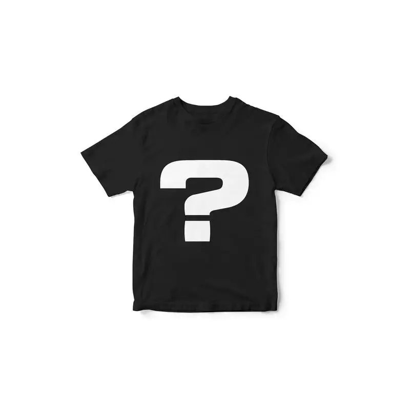 Mens Mystery Tee Question mark short sleeve. Men's and women's styles are the same.