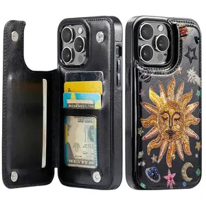 Phone Case: Sun Bead/Wallet Card Holder, Credit Card Slots Phone Case for Iphone17 16 15 14 13 12 PRO MAX PLUS,AIR , Cute Phone Case Samsung Galaxy S22/s23+S24 Plus/S25Ultra/ Cover for Women Girls Stylish Fashionable Coin Pocket