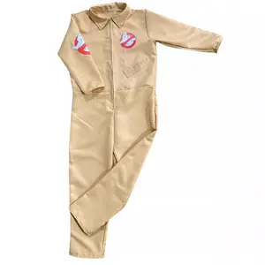Ghostbusters Uniform Costume with Gun and Quantum Pack Cosplay Halloween Outfit Polyester Jumpsuit