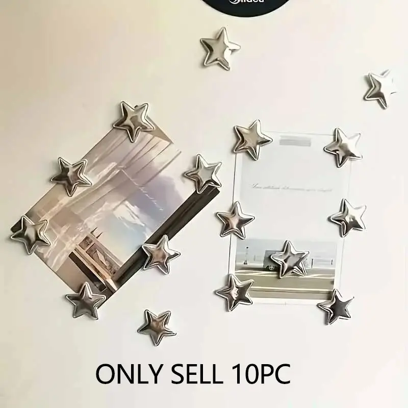 10 Pcs Silver Star-Shaped Fridge Magnets, Magnetic Refrigerator Magnets, Refrigerator Magnets Set, Refrigerators, Offices and Homes, Kitchen and Office Decor, Fridge Organization and Decorative Magnet Tools