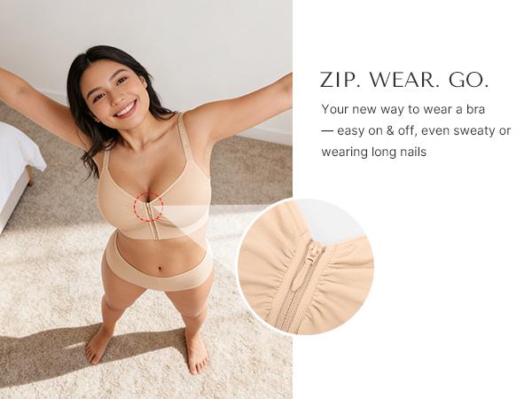 SHAPELLX Bare Essentials Skin Flow Front-Zipper Wireless Bra