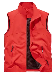 Men's Stand Collar Vest, Casual Breathable Multi-Pocket Gilet for Outdoor Fishing, Sleeveless Jacket, Comfortable and Versatile Outerwear