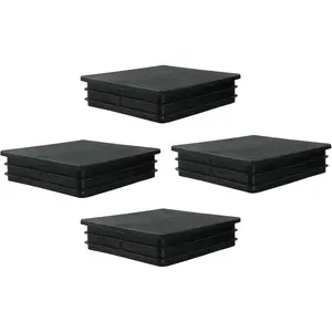 4 Pack 4 Inch (100mm) Square Plastic Plug, Square End Caps, Square Plastic End Caps Tubing Post End Cap for Square Tubing Post, Chairs and Furniture