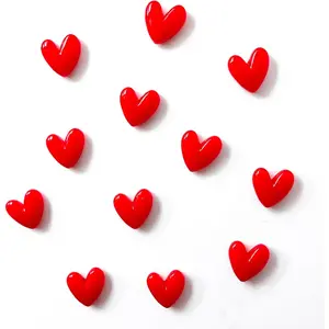 12PCS Love Heart Refrigerator Magnets Cute Magnet for Fridge 1.07 * 1.07 inch Middle Size Red Color Love Heart Decorative Whiteboard Magnet Set