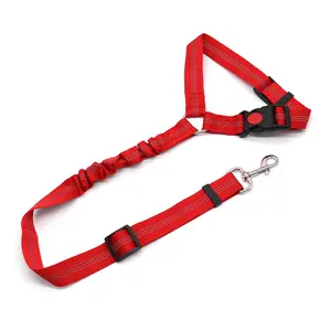 2-in-1 Dog Car Seat Belt & Walking Leash| Adjustable Vehicle Headrest Restraint with Bungee Shock Absorber| Heavy Duty Reflective Pet Safety Harness Tether for Travel Accessories