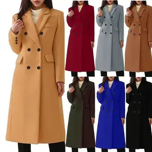 Autumn Winter Long Women's Wool Coat Jacket Suit Casual Vest Elegant Square Neck Sailor Shorts Plaid Button Shirt Stretch Loose Long Sleeve Lapel Shirt Fitted Minimalist Outerwear Basic Womenswear Tops Gamis Black Chic