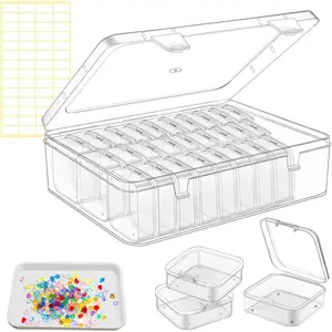 62 Pcs Plastic Bead Organizer Box With Classification Tags and Trays, Suitable for Storing Jewelry Diamonds Clay Beads Screws Seeds and Other Small Parts