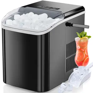 Ice Maker Countertop with Handle, 26.5lbs/24Hrs, 9 Ice Cubes Ready in 6 Mins, Easy-Cleaning Portable Ice Maker Countertop with Handle, 26.5lbs/24Hrs, 9 Ice Cubes Ready in 6 Mins, Easy-Cleaning Portable
