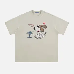 Aelfric Eden Dog Graphic Tee Cute Dog Cartoon Print Casual Streetwear Top