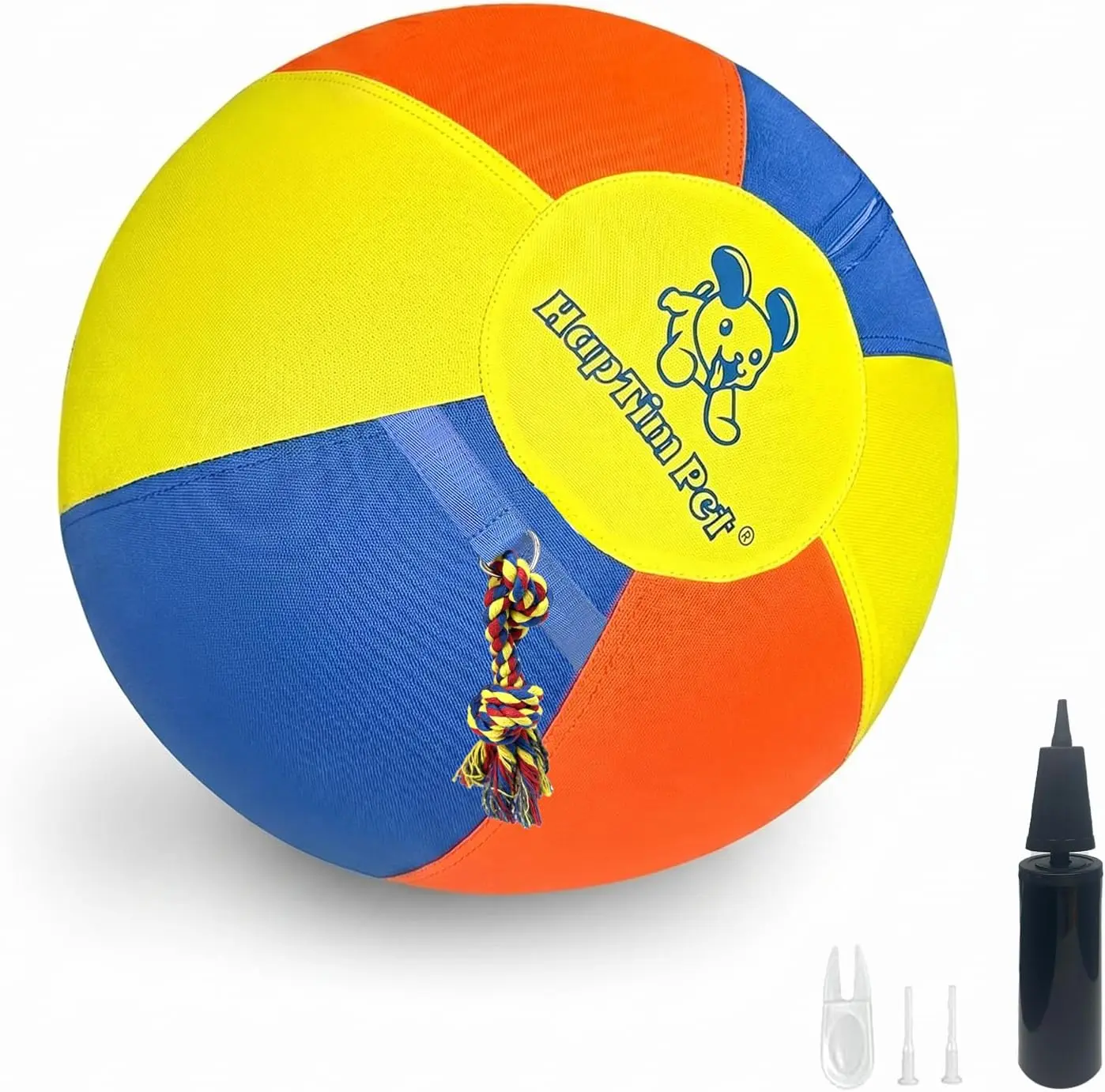 Hap Tim upgraded 22/25-inch heavy-duty sheep ball with one knot is designed specifically for dogs. It's sturdy, durable, and chew-resistant: thickened inner liner, tear-resistant outer layer, and stitching. Designed for herding, not chewing!