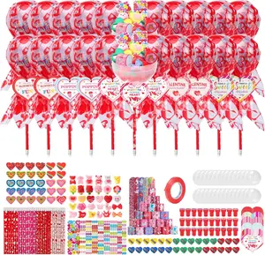 Mothers Day Gifts 30 Pack Giant Lollipop Stationery Set Lollipop Return Gifts with Heart Cards Pencils Erasers Stamps Sharpeners Bracelets for Valentine Prizes Party Favors