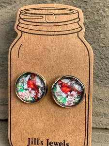 Cardinal Bird Stud Earrings