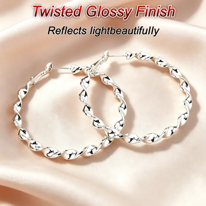 Fashion Jewelry 925 silver plated Hoop Earrings Temperament Woman Beautiful Big Circle Earrings Christmas Gifts