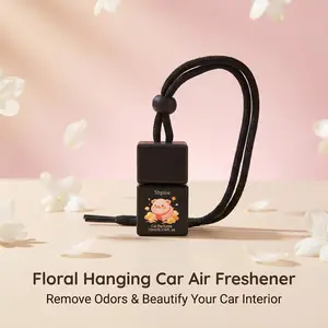 Car Freshener Pig Pendant, Wooden Seal Cover, Long-Lasting Scent, 30 Days, Removes Smoke Odors, Safe Driving, Non-Occluding View