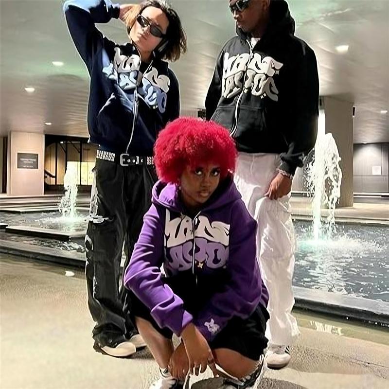 Unisex Zip Up Blue Grunge Hoodie, Puff Print - Oversized Loose Fit Streetwear Pullover Fathersday Giftaygift Unisex Zip Up Blue Grunge Hoodie, Puff Print - Oversized Loose Fit Streetwear Pullover Fathersday Giftaygift