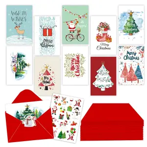 10-Piece Christmas Card Set, DIY Handwritten Holiday Greeting Cards with Envelopes, Festive Style Folded Design, Perfect for Christmas