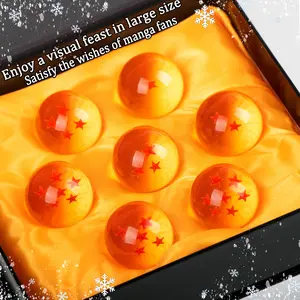 DLDA 7 Dragon z 76MM/3 Inches Crystal Ball Acrylic Glass Ball, 1-7 Stars, Preferred for Anime Collectors, Decoration, Transparent Dragon Toy Ball Starry, Comes with Gift Box.