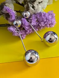 Fashion Silver Color Dual Ball Dangle Earrings for Women, Non-Fading Unique Accessory, Perfect for Birthday Gifts and Daily Wear