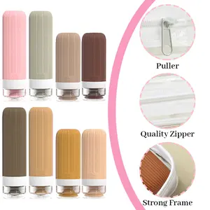 15 Pack Travel Bottles for Toiletries, Original Patented, TSA Approved Travel Size Containers, Leak Proof Silicone Shampoo and Conditioner Bottles Women & Men, Airplane Essentials, Grey Organiser Tin Canister