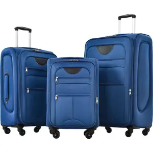 Soft shell lightweight luggage 3-piece set, 22/26/30 inch expandable design, upright 360° rotating wheels, password lock anti-theft and security, durable and pressure resistant soft edges, one set for business travel
