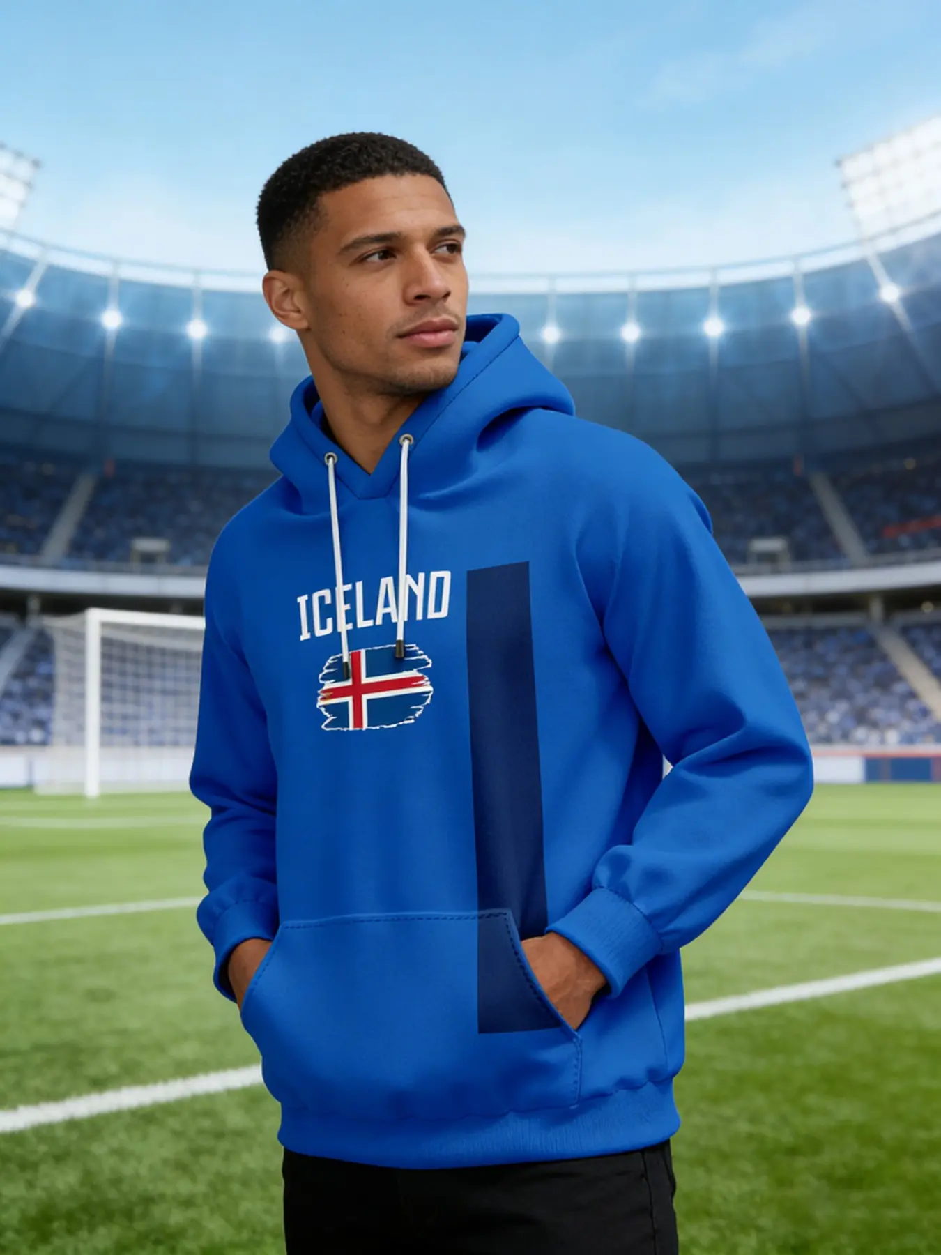 Iceland Flag Long Sleeve Hoodie for Men and Women, Trendy Printed Pullover Sweatshirt, Outdoor Fan Gear and Gift