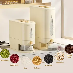 11/22lb Large Capacity insect-proof airtight Rice Dispenser Organiser with Measuring Cups Moisture Resistant Plastic, Airtight Grain dustproof Storage Container with Transparent Window for Soybeans,Corn,cereals, dog food,suitable for kitchen and food