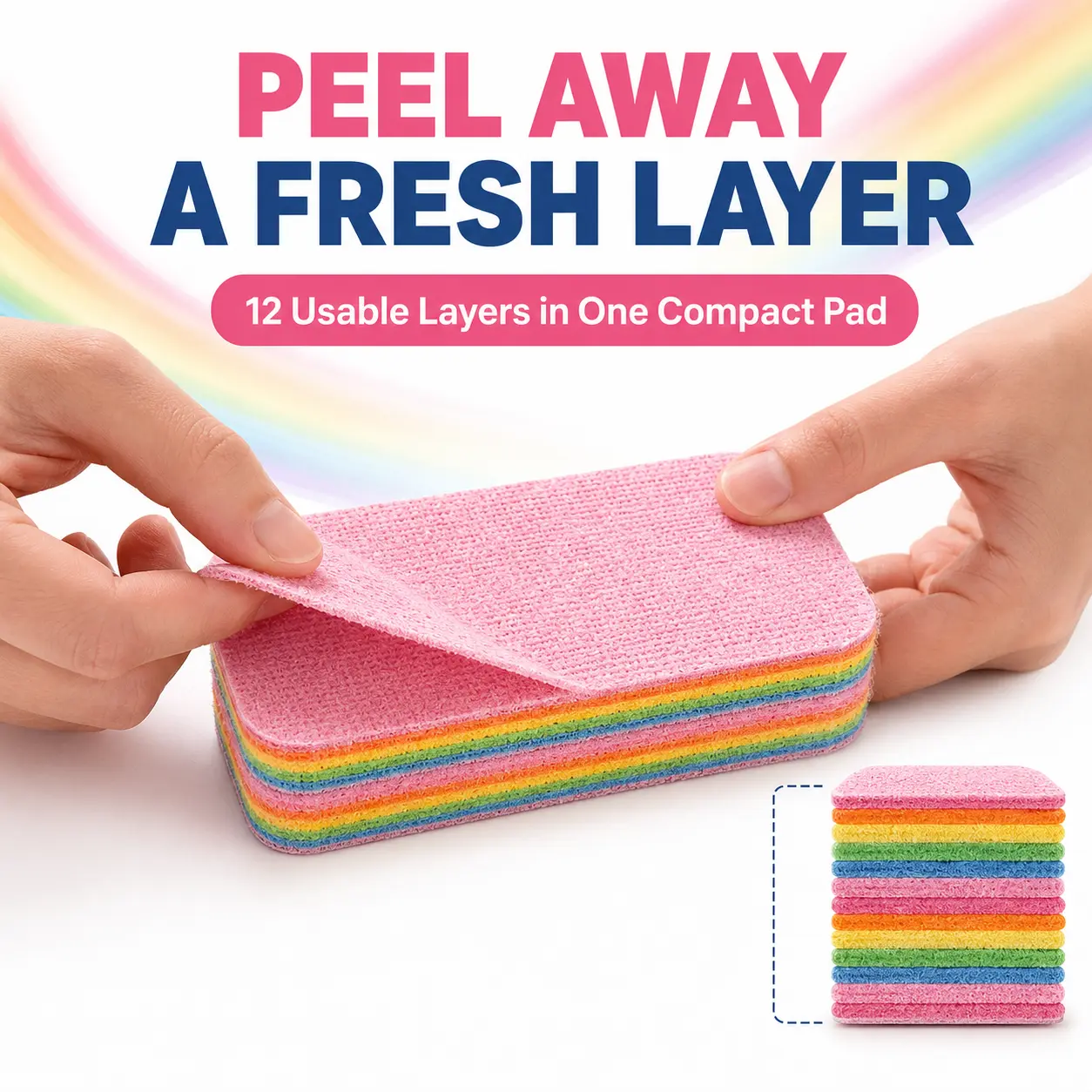 Disposable 12 Layer Cleaning Pads with Peel-Away Design, Multi-Purpose Face Towels for Kitchen & Bathroom, Hygienic Non-Woven Cleaning Cloths
