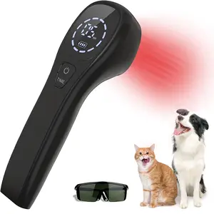 KTS Handheld Red Light Therapy Device for Pain Relief & Prevent IVDD 12 x 650nm & 2 x 808nm USB Charging Wireless Use Safe Painless Best Gift for Dogs Cats Horses Black