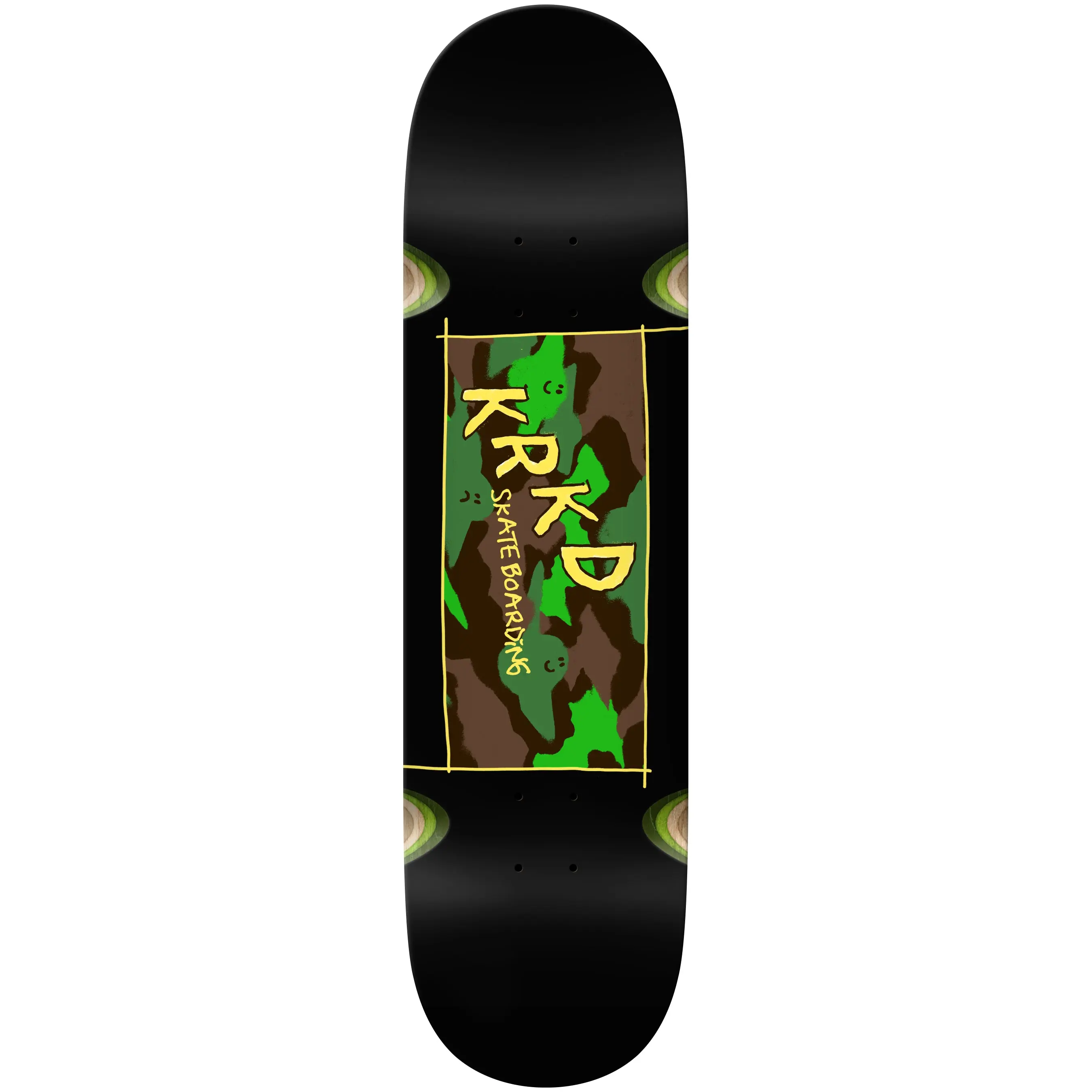 Krooked Skateboard Deck Kamo Wheel Wells Black 9.0" x 32.45"