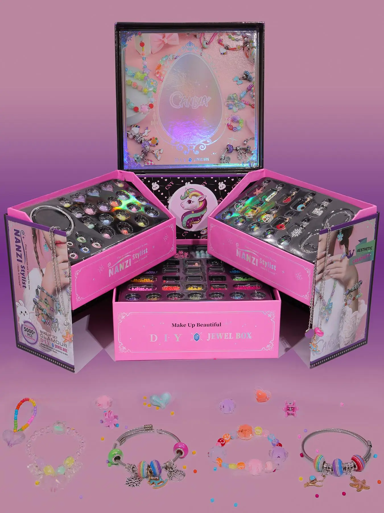 Diy Jewelry Making Kit with Cute Jewelry Box, Diy Jewelry Making Kit for Teenager, Birthday Gift for Girls, Crafts