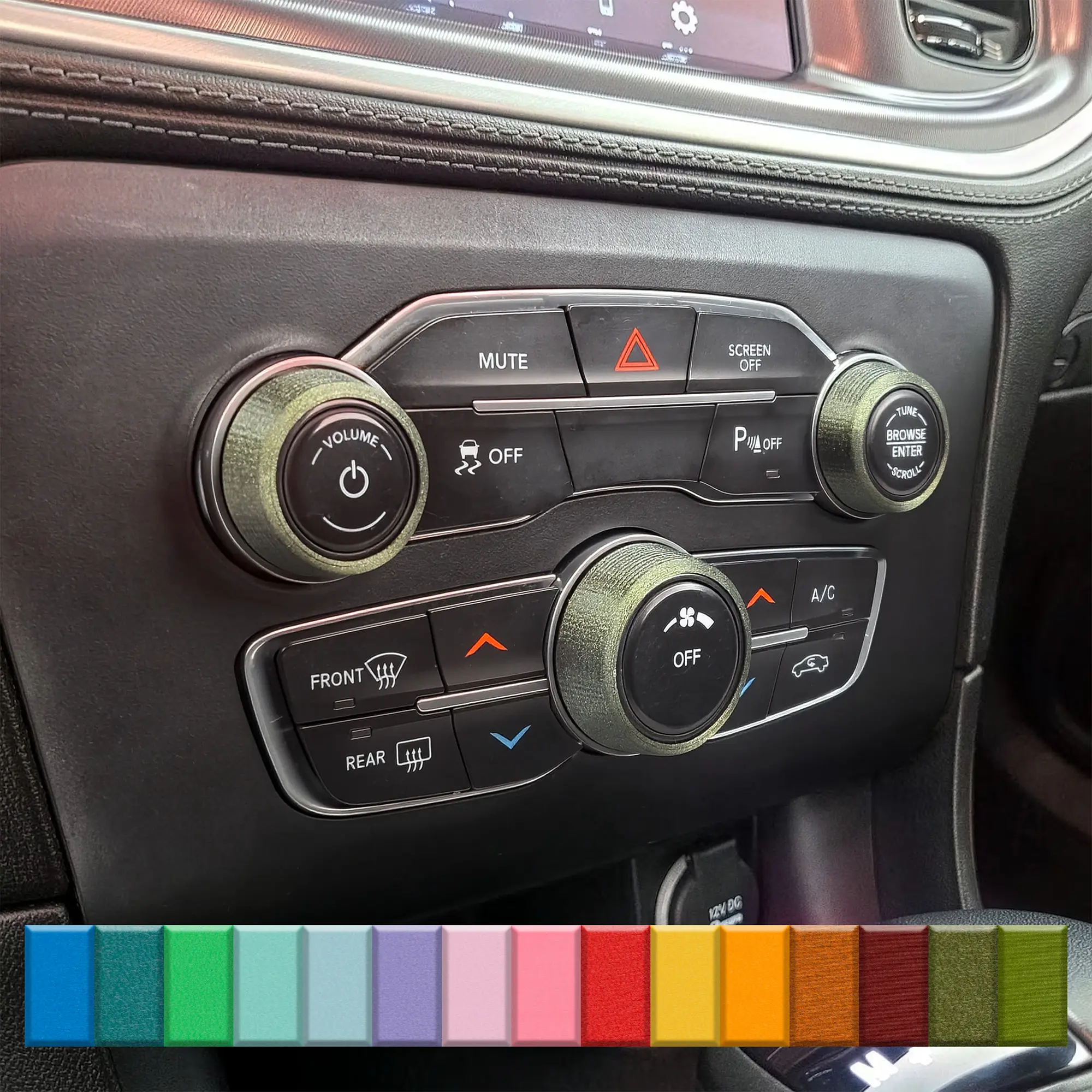 For Dodge Charger 2015-2023 - Knob Press-Fit Covers | 3-Knob Set Choose Your Color! Precision Fit For a Snug Fit That Stays In Place With No Tape or Adhesive. Made with High Quality Materials That Won't Warp or Fade! Made In The USA
