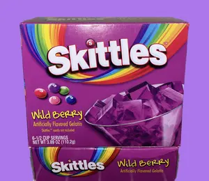 Skittles Wild Berry Gelatin Mix, 6 Servings, 3.89 Box.