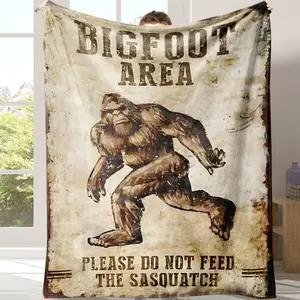 Bigfoot Area Themed Blanket with Storage Bag, 1 Count Soft Warm Throw Blanket, Lightweight Blanket for Home Office Travel Camping