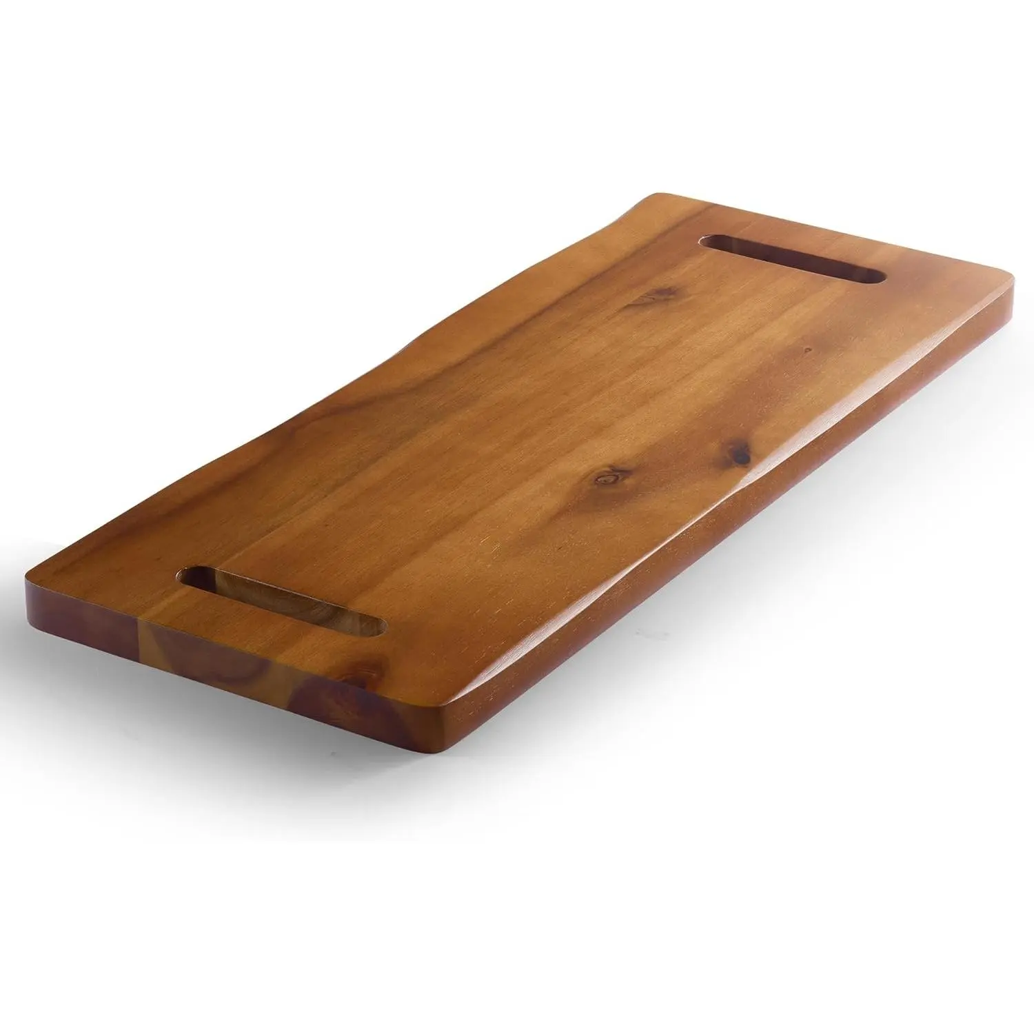 30" Large Acacia Wood Charcuterie Board with Handles - Extra Long Wooden Serving Cheese Boards - Rectangular Serving Platter for Meat Steak, Cracker Appetizers, Fruit Decorative Display Party