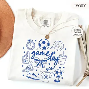 Comfort Colors Soccer Doodles Shirt, Game Day Soccer Shirt, Soccer Mom Shirt, Coquette Soccer Shirt, Soccer Lover Gift, Soccer Season Tee