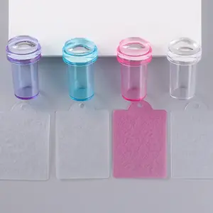 Transparent Silicone Nail Art Stamper, Clear Jelly Head for French Manicure, Nail Stamping Tool with Protective Cap
