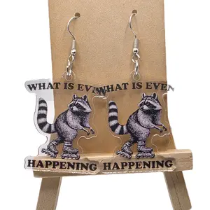 What is Even Happening Funny Raccoon Earrings - Unique Roller Skating Design Hook Earrings for Any Occasion