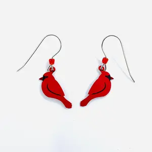 Tiny Whimsical Earrings, Cardinal