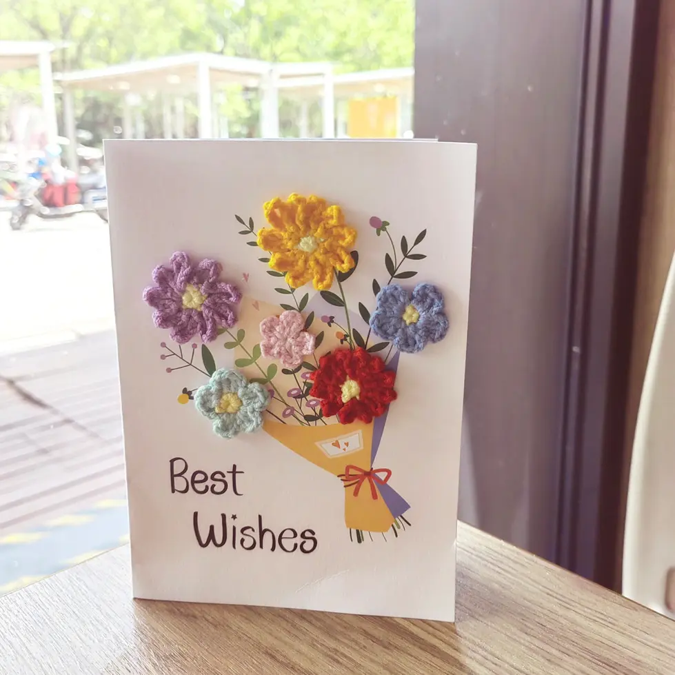 [ Bunny& Friends] Handmade Crochet Greeting Cards – Romantic Valentine's Day Gift with Delicate Knitted Designs, Perfect for Weddings, Anniversaries, and Special Occasions