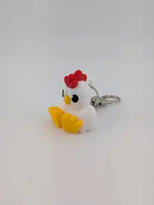 Tiny Chicken Big Personality 3D Printed PLA Plastic Keychain Charm 1.12" x 1.38" Lightweight Durable Fidget Friendly Farm Fresh Vibes Perfect for Backpacks Purses Lanyards Keys
